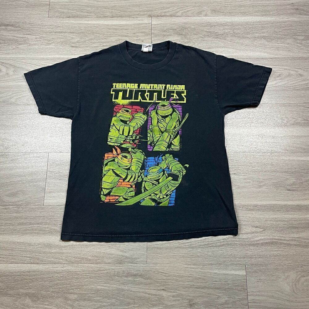 Teenage Mutant Ninja Turtles Shirt Mens Large Black Comics Y2K Graphic
